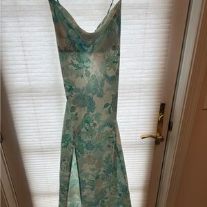 RESA Aqua Floral Backless Dress